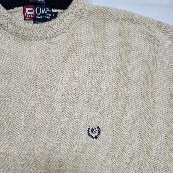Ralph Lauren Other - Vintage Chaps Ralph Lauren Sweater Men’s Large Beige Cream Cotton Knit Crewneck